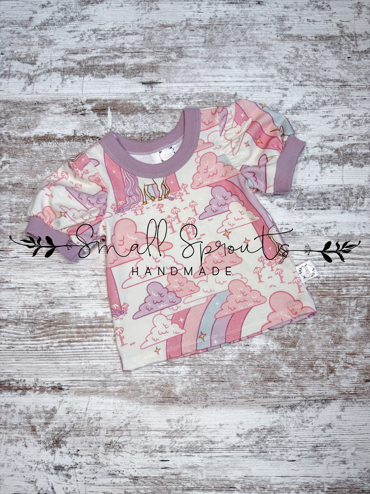 Puff Sleeve Tee-Unicorns