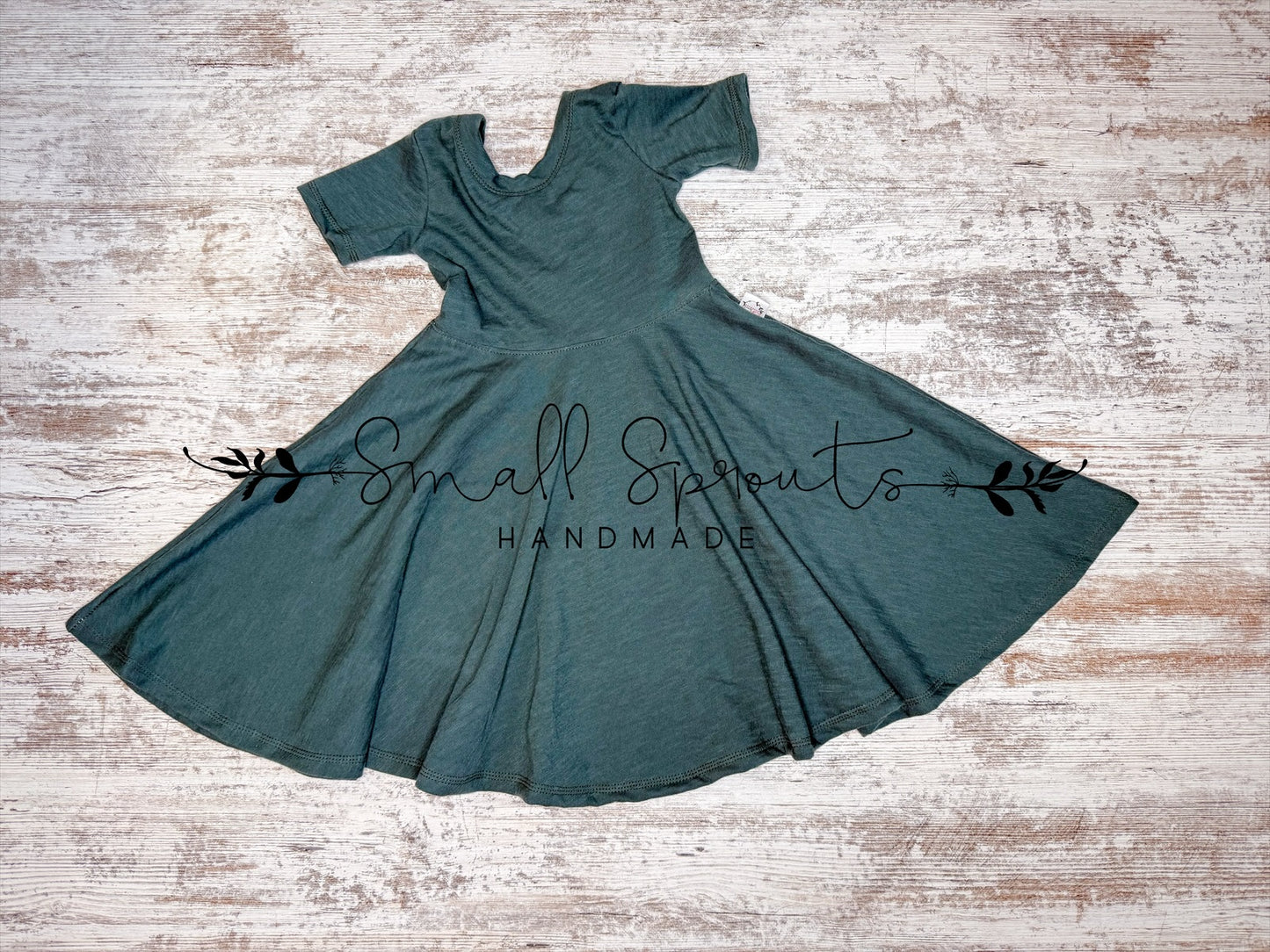 Twirl Dress-Emerald Slub