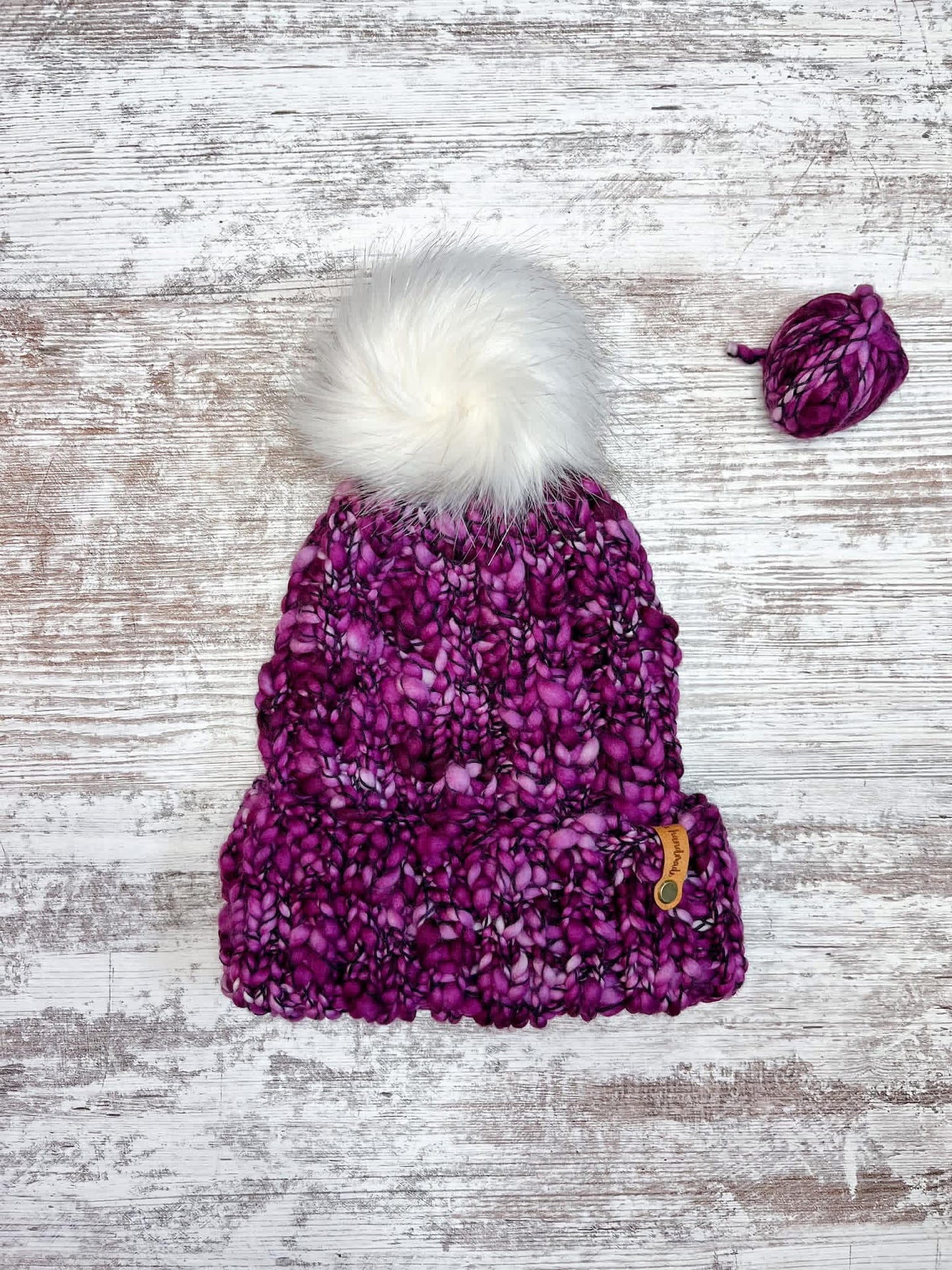 Merino Wool Knitted Hat-Purple