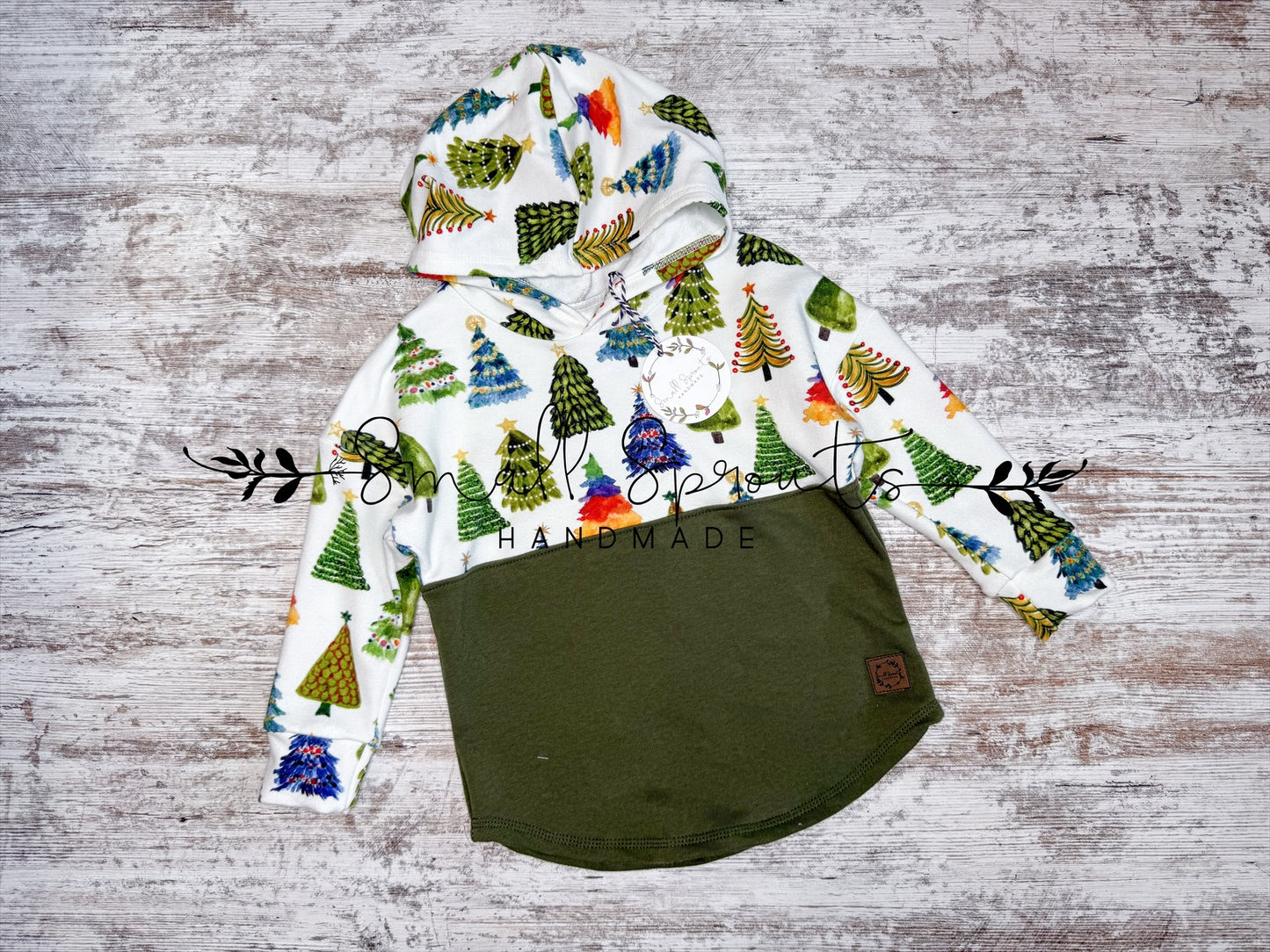 Hooded Dolman Tee-Rainbow Trees