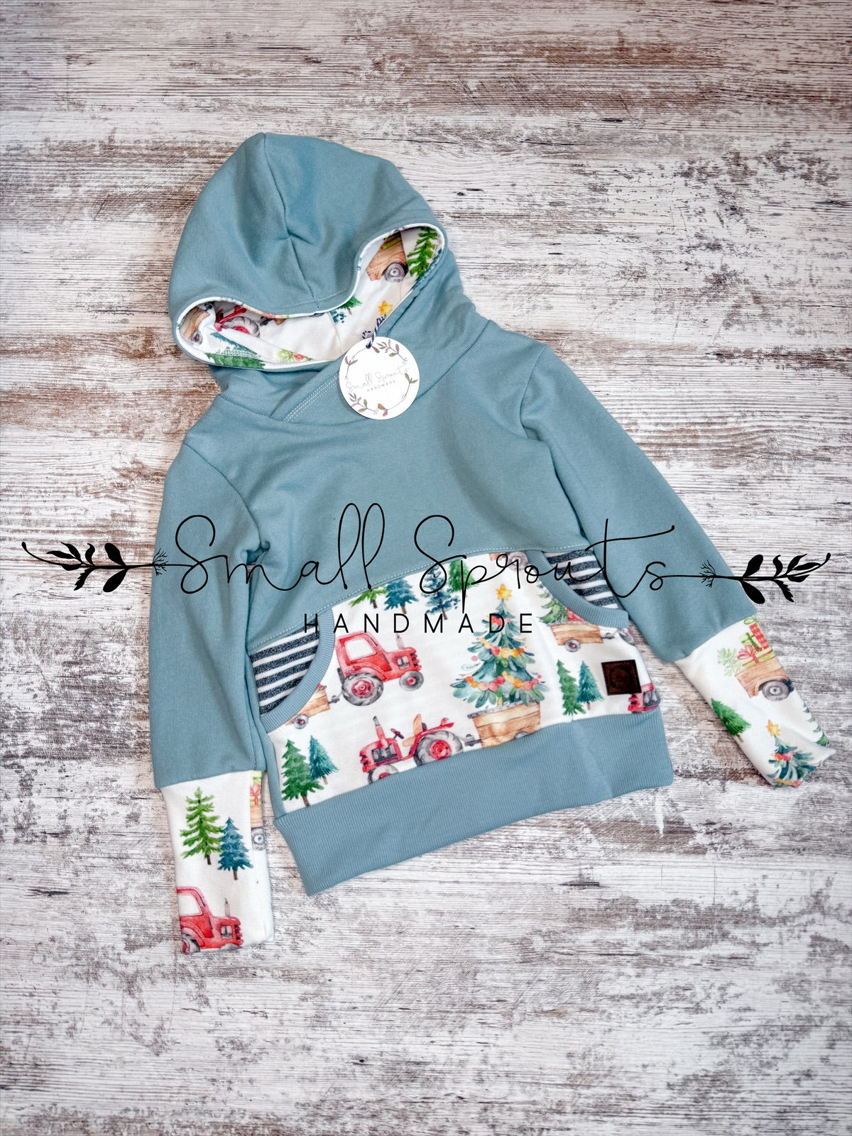 Grow With Me Hoodie-Christmas Tractors