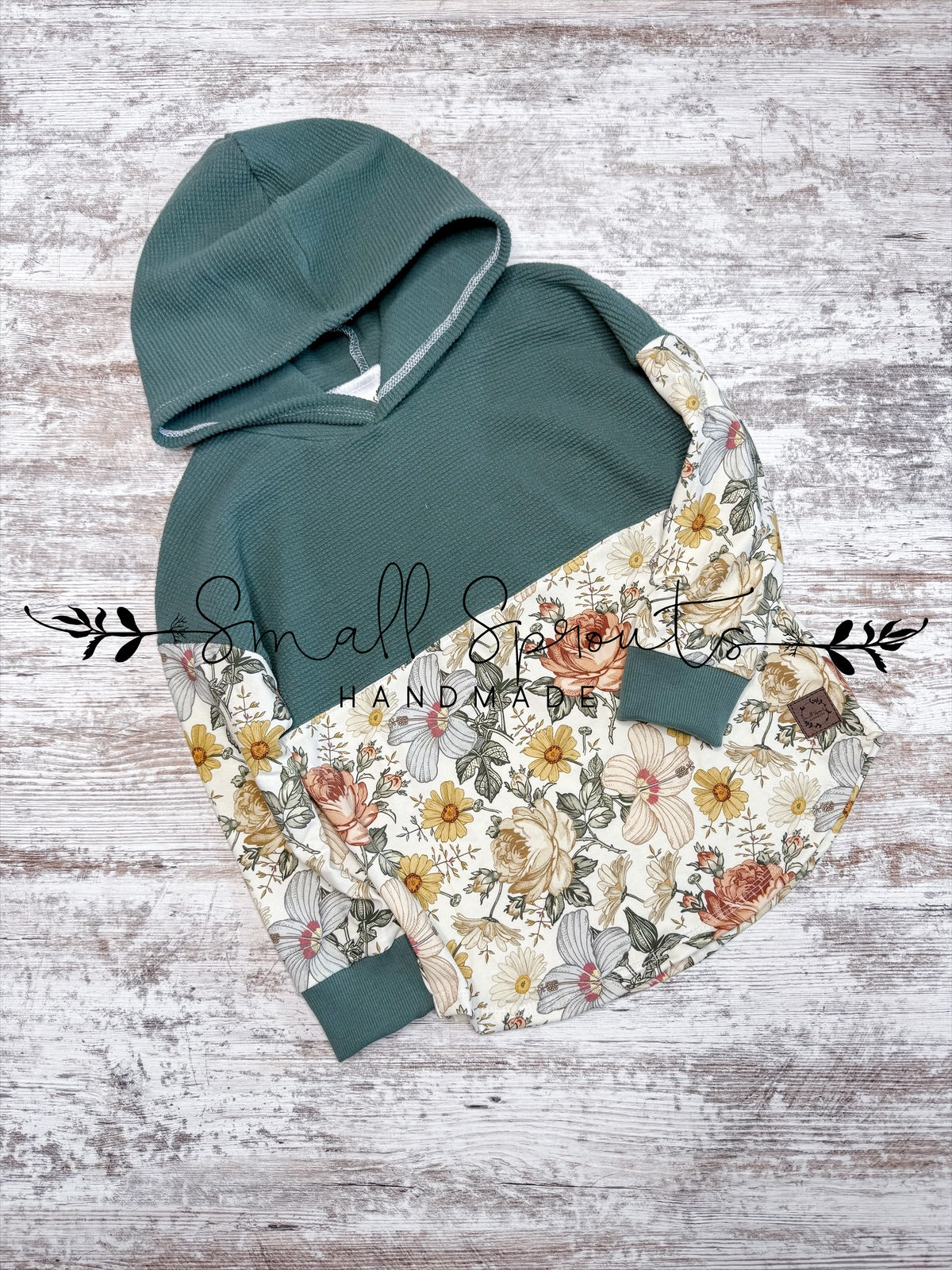 Hooded Tee-Evergreen/Floral
