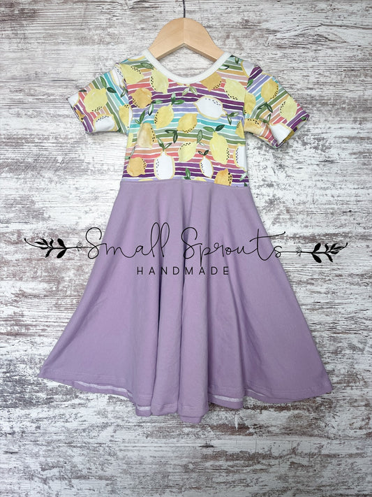 Twirl Dress (Unlined)-Lemons/Purple