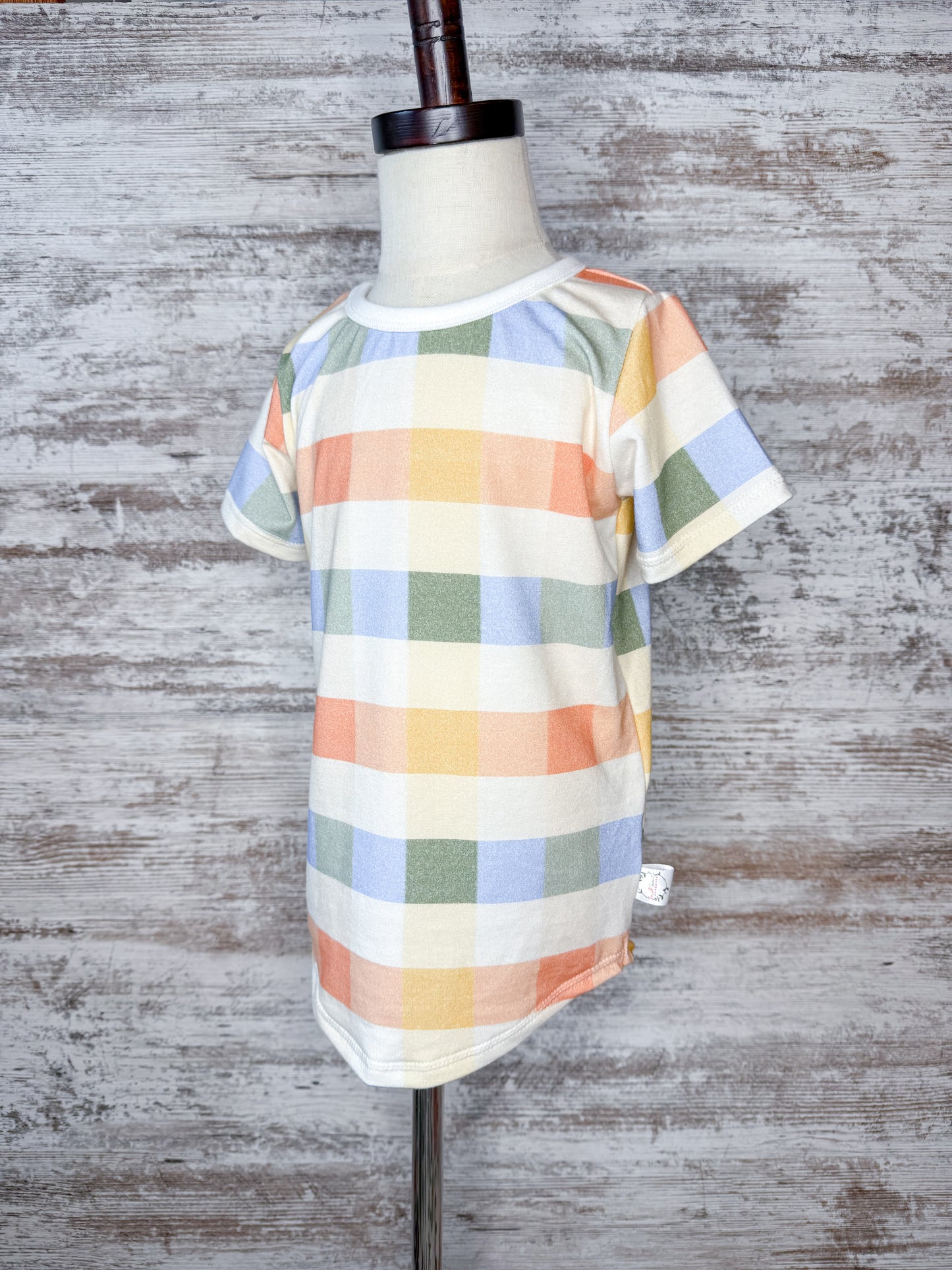 Curved Hem Tee-Spring Checks