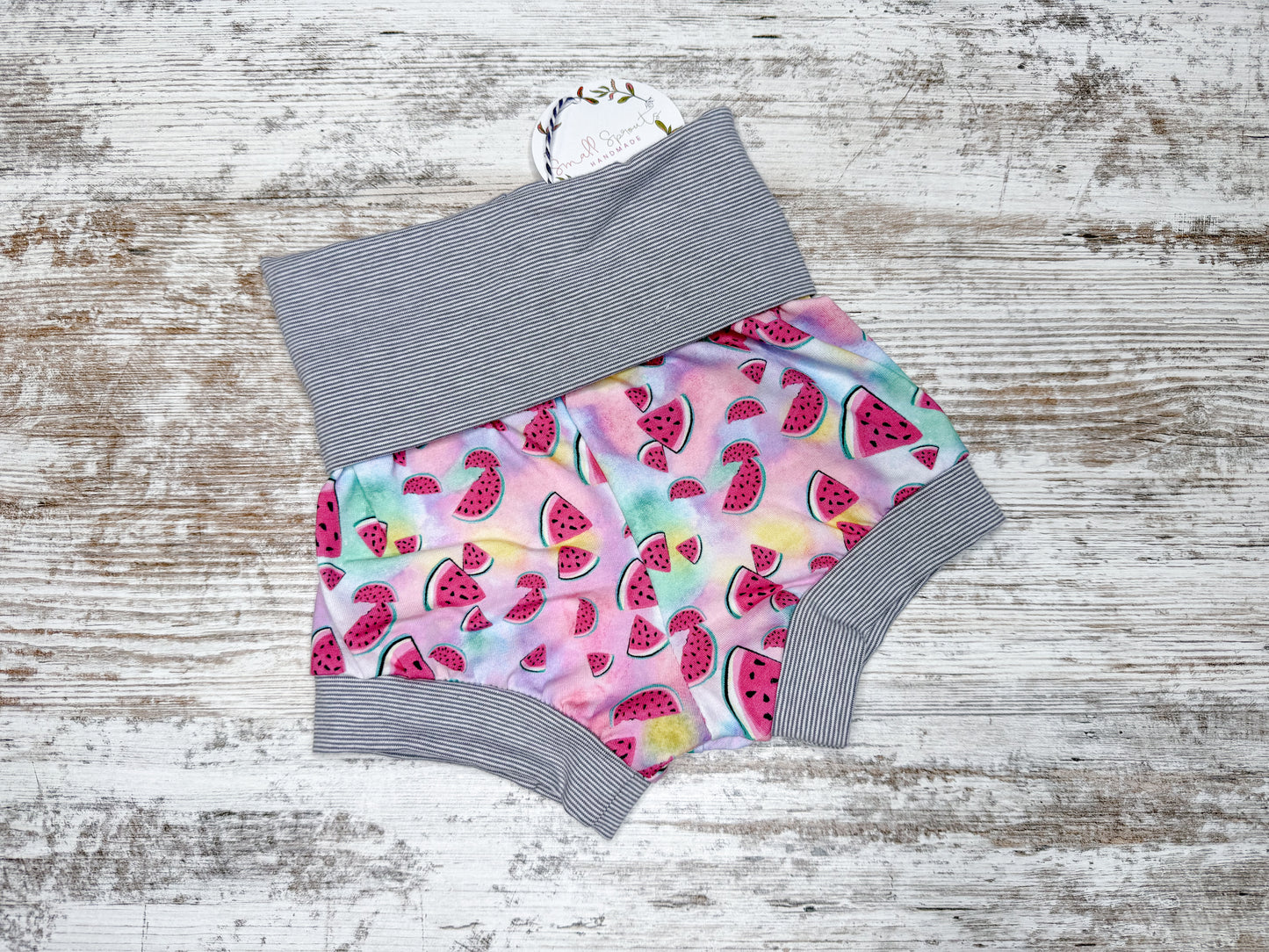 Fold Over Shorties-Watermelons