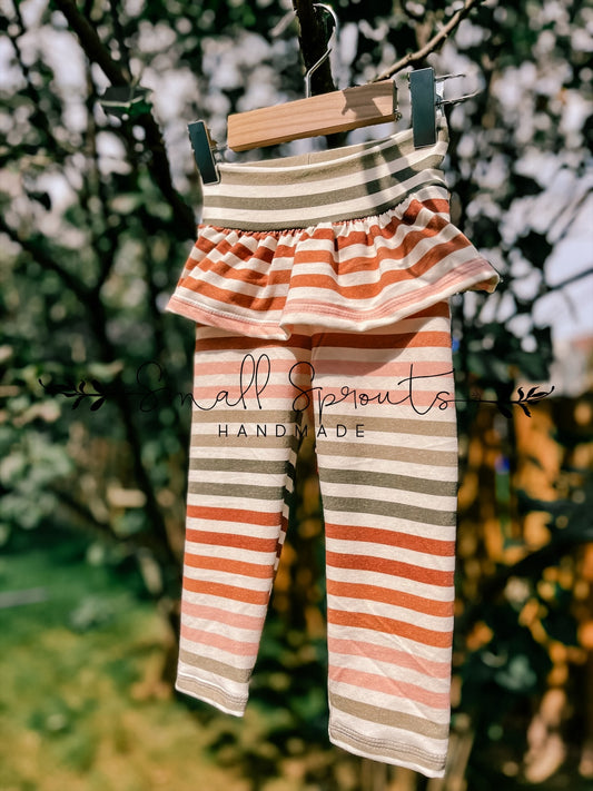 Ruffle Leggings-Fall Stripes