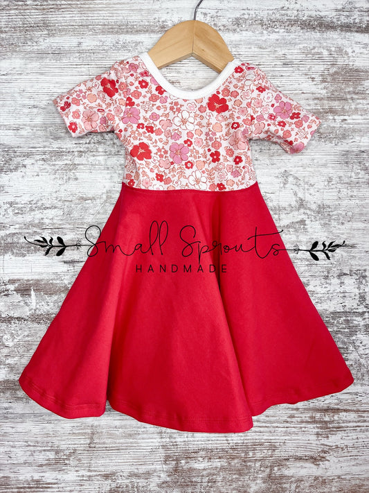 Twirl Dress (Unlined)-Mini Valentine Floral