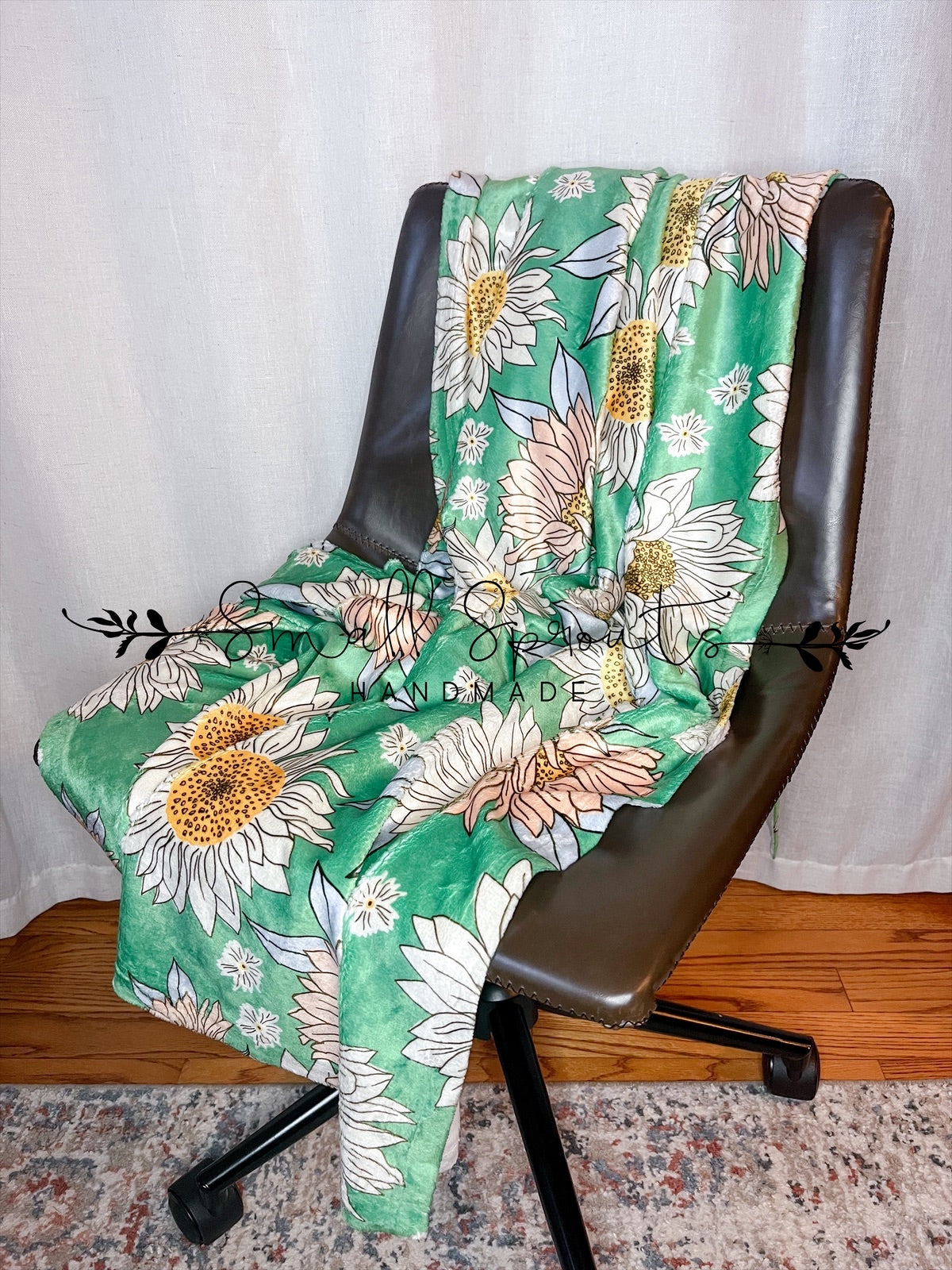 Minky Blanket 50”x60”-Green Floral