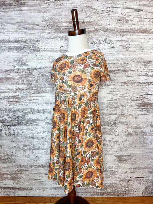 Twirl Dress-Embroidered Sunflowers