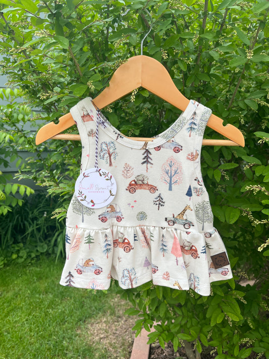 Crop Peplum-Animals in Cars