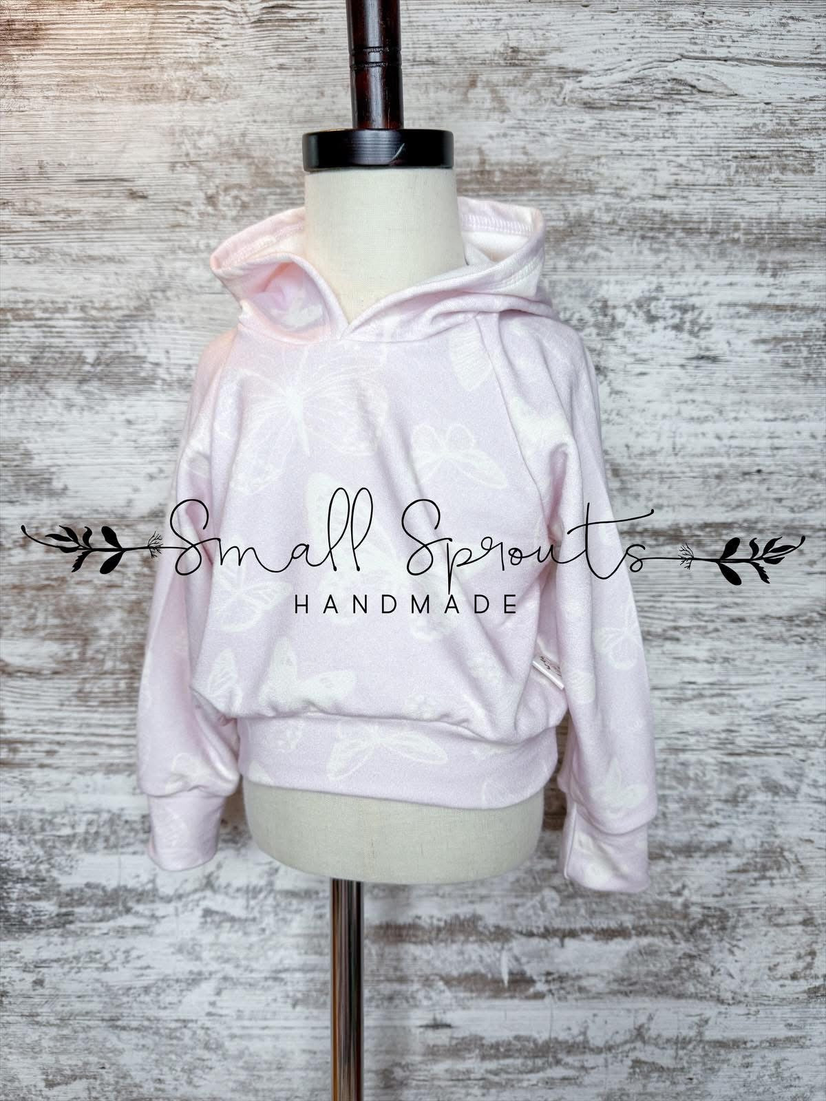 Crop Hoodie-Lavender Butterflies