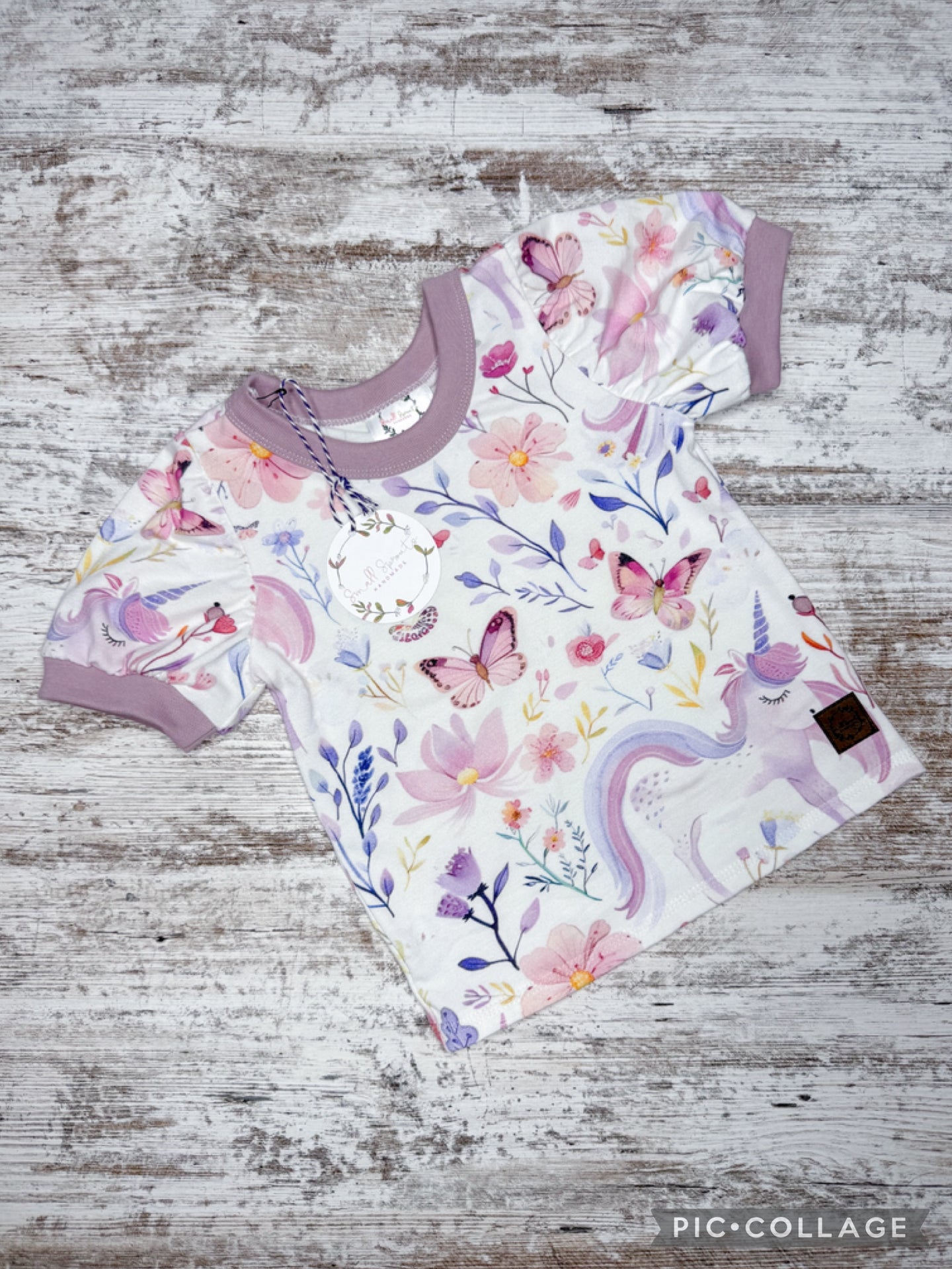 Puff Sleeve Tee-Unicorns