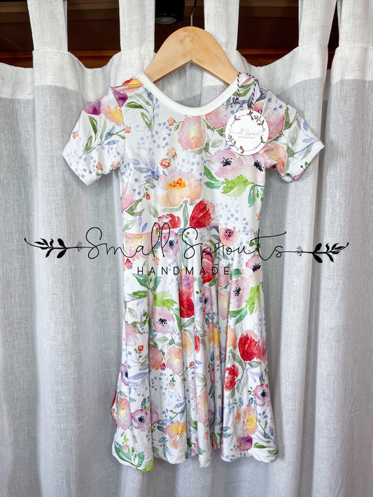 Twirl Dress (Unlined)-Watercolor Floral