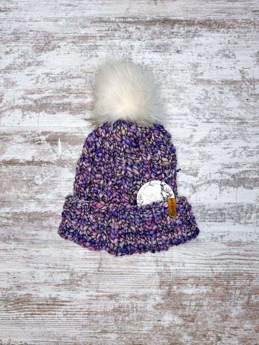 Merino Wool Knitted Hat-Purple