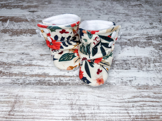 Wrap Booties-Pointsettias