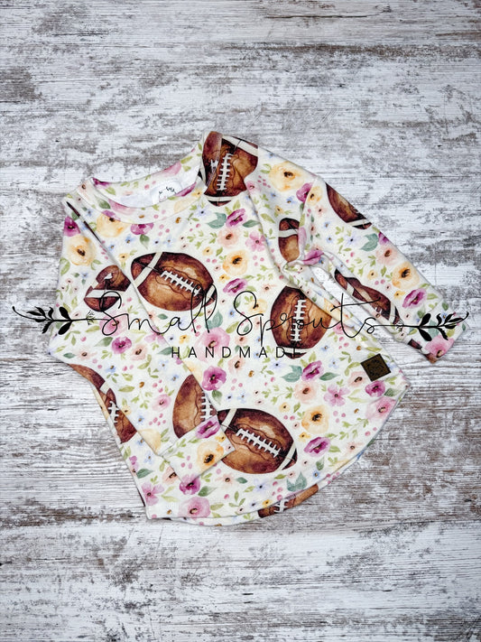 Dolman Tee-Floral Footballs