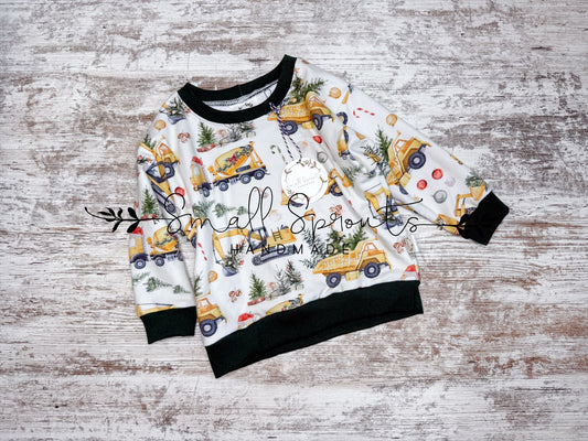 Lounge Sweatshirt-Christmas Trucks