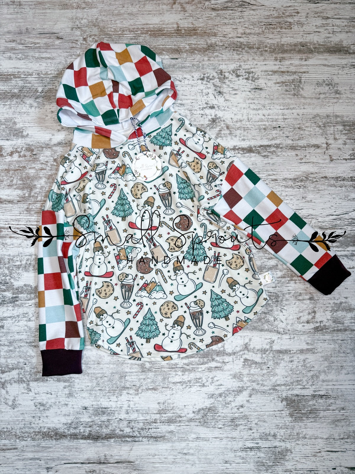 Hooded Tee-Snowboarding Snowmen