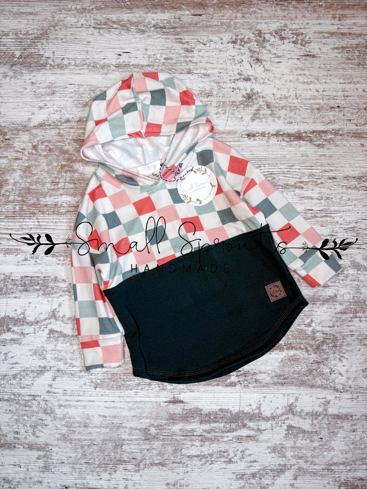 Hooded Tee-Muted Christmas Checks