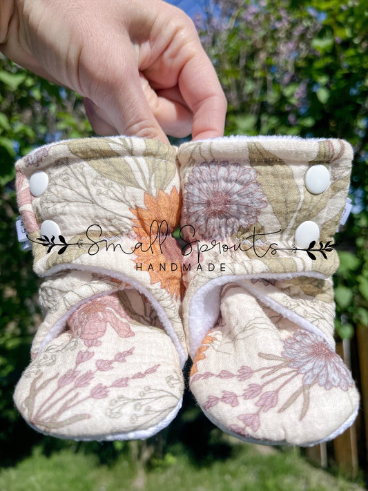 Wrap Booties-Cream Floral